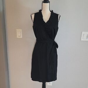Trulli Women's Chic Black Sleeveless Wrap Dress W/Ruffle Size 6